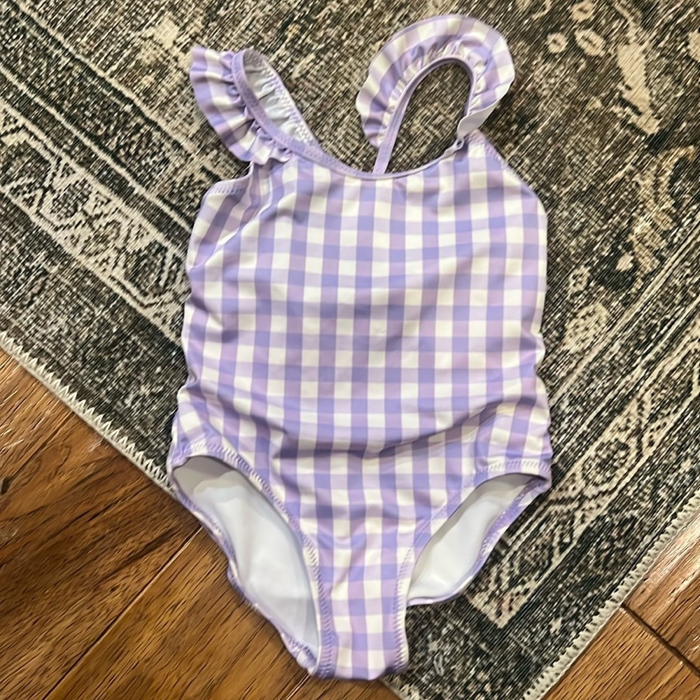 Zara purple gingham check swimsuit size 2/3